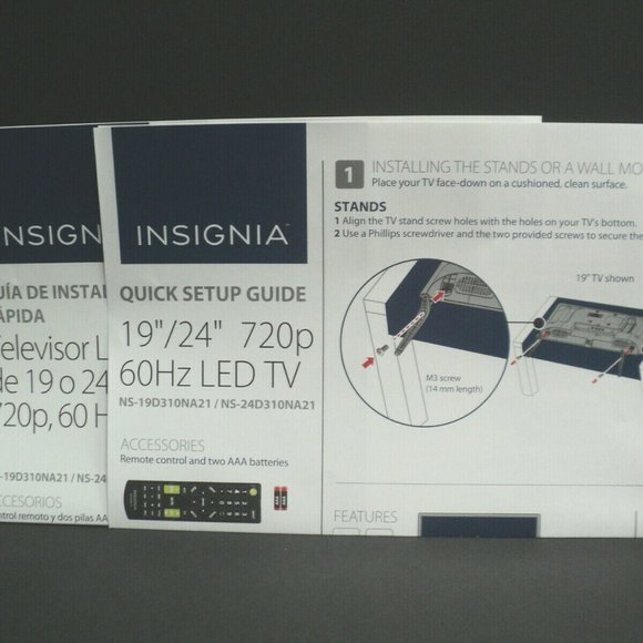 Insignia TVs Quick Setup Guides for 19" & 24" TVs - Picture 1 of 3